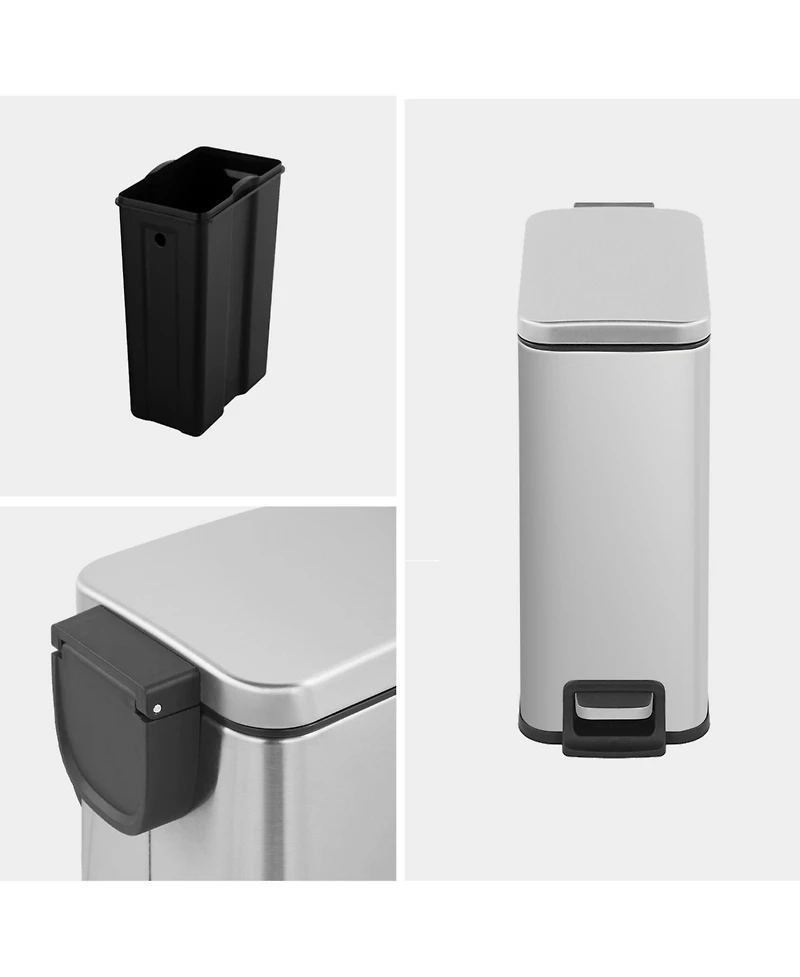 Mega Casa 1.6 Gallon Rectangular Step-on Trash Can Set