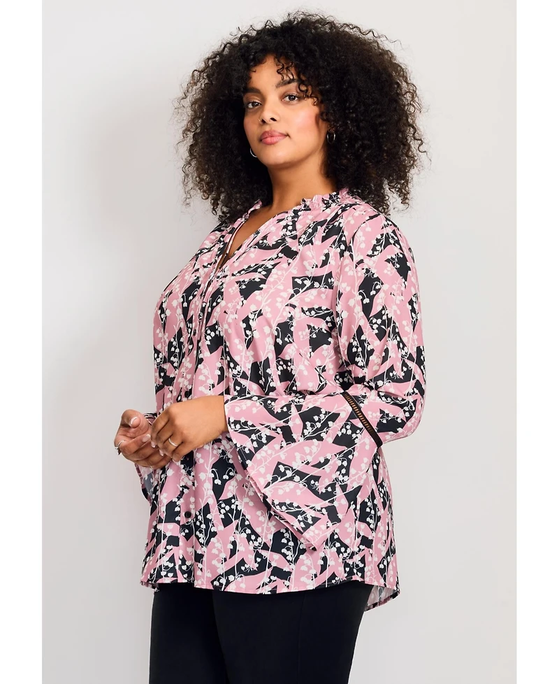 Avenue Women's Button Front Poet Blouse