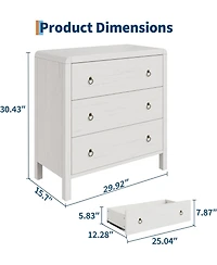 gaomon 3-Drawer Modern Bedroom Dresser Chest Closet Storage Cabinet Organizer for Bedroom, Living Room, Hallway, Office, White