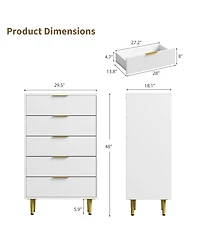 gaomon Modern Fluted Drawer Dresser Wood Chest of Drawers with Metal Handles and Legs