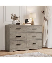 gaomon 6-Drawer Double Dresser 47" Wide, Modern Dresser Tv Stand, Storage Cabinet for Bedroom, Living Room, Hallway