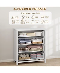 gaomon 4-Drawer White Tall Dresser, 37" Chest for Closet, Clothes Storage Cabinet, Drawer Organizer for Bedroom, Home Office