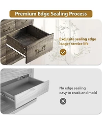 Gaomon Rustic Grey 9-Drawer Bedroom Dresser, 37.8" Tall Wood Chest with Wide Drawers & Carved Metal Handles, Sturdy Organizer for Living Room Hal