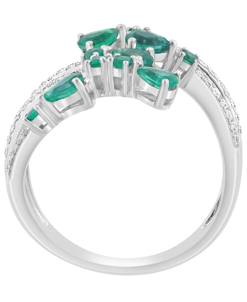 Effy Collection Emerald (7/8 ct. t.w.) And Diamond (1/5 ct. t.w.) Ring in 14k White Gold