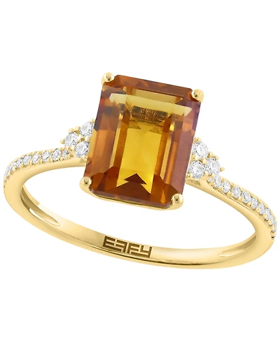 Effy Collection Madeira Citrine (2-5/8 ct. t.w.) And Diamond (1/8 ct. t.w.) Ring in 14k Yellow Gold
