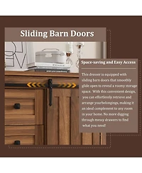 gaomon 5-Drawer Farmhouse Dresser, 48" Tall, Sliding Barn Door, Adjustable Shelf, Bedroom, Hallway, Living Room, Kitchen