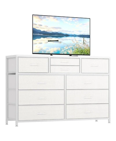 gaomon 10-Drawer Modern Fabric Dresser for Bedroom, Large Storage Chest, 45" Tv Stand, Living Room, Hallway Organizer