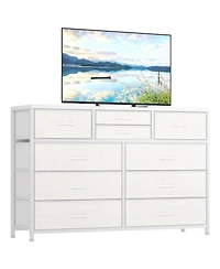 gaomon 10-Drawer Modern Fabric Dresser for Bedroom, Large Storage Chest, 45" Tv Stand, Living Room, Hallway Organizer