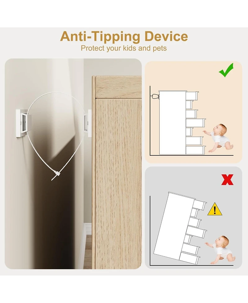 gaomon 7-Drawer Modern Tall Wooden Dresser, 46" Large Storage Chest Organizer for Bedroom, Living Room, Nursery, Natural