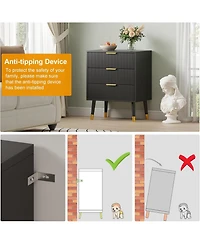 gaomon 3-Drawer Polished Metal Dresser, Metal Handles & Legs, Lightweight Space-Saving Bedroom, Living Room Chest, Black