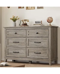 gaomon 6-Drawer Modern Wooden Dresser, 47" Wide Storage Chest, Freestanding Closet Organizer for Bedroom