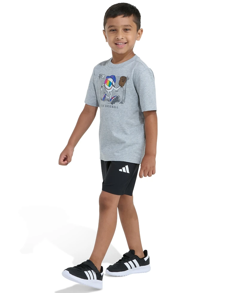 adidas Boys' 2T-7 Graphic T-Shirt and Shorts, 2-Piece Set