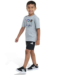 adidas Boys' 2T-7 Graphic T-Shirt and Shorts, 2-Piece Set