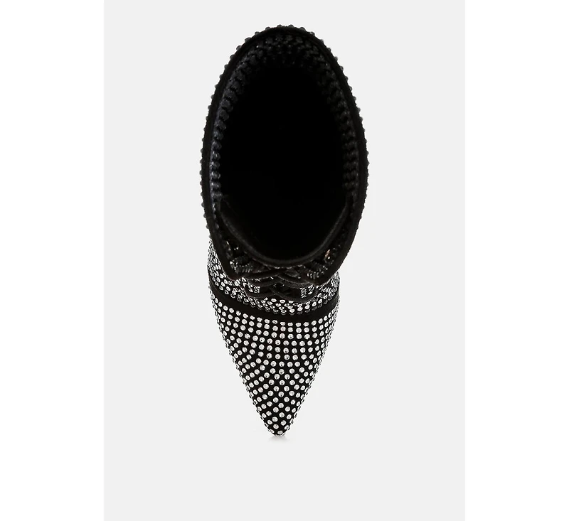 Bitetto Rhinestones Embellished Calf Boots