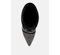 Bitetto Rhinestones Embellished Calf Boots