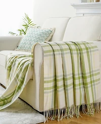 Happycare Textiles Yarn-Dyed Woven Plaid Fringe Throw, 60" x 50"