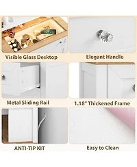 gaomon 4-Drawer Charge Station, Led Strip, Crystal Knobs, Modern Vanity Cabinet Dresser with Mirror