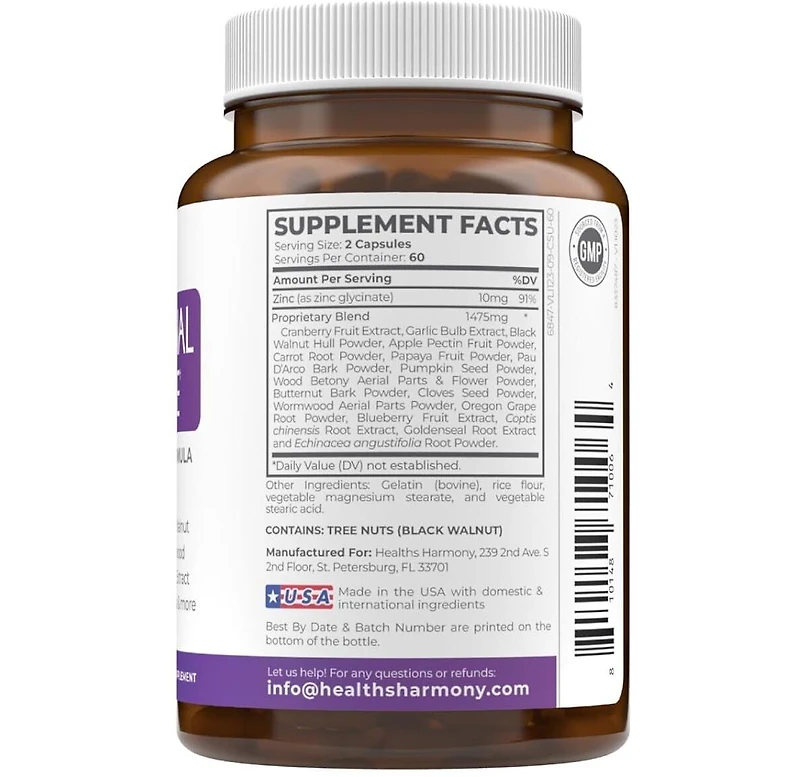 Healths Harmony Adrenal Health Capsules, Cortisol Manager & Stress Relief with L-Tyrosine & Ashwagandha, Fatigue Supplement, Health's Harmony, 60ct