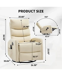 Sumyeg Recliner Chair with Heat Massage Manual Rocker and Swivel Fabric