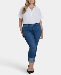 Nydj Plus Sheri Slim Ankle Rhinestone Cuff Jeans