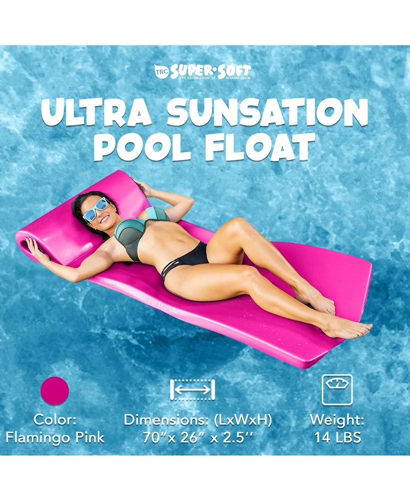 Trc Recreation Ultra Sunsation 2.5 Inch Thick Foam Pool Float Lounge Mat, Pink