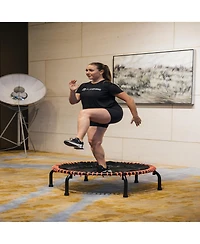 JumpSport 350 Pro 39 Inch Fitness Trampoline with Pink EnduroLast Elastic Cords