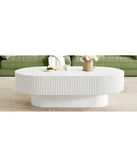 Streamdale Furniture Streamdale Elegant Oval Coffee Table, Modern Cream Drum End Table