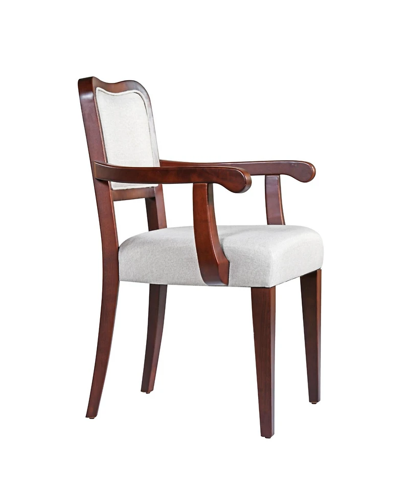 Streamdale Furniture Walnut Dining Chairs Set of 2, Beige Fabric, Padded Armrests