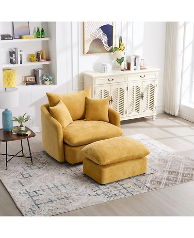 Streamdale Furniture Oversized Swivel Accent Chair with Ottoman & Pillows