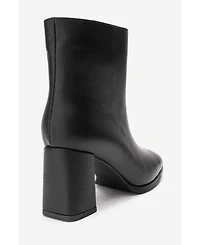 Forever & Always Women's Shoes Napoli Leather Block Heel Boot