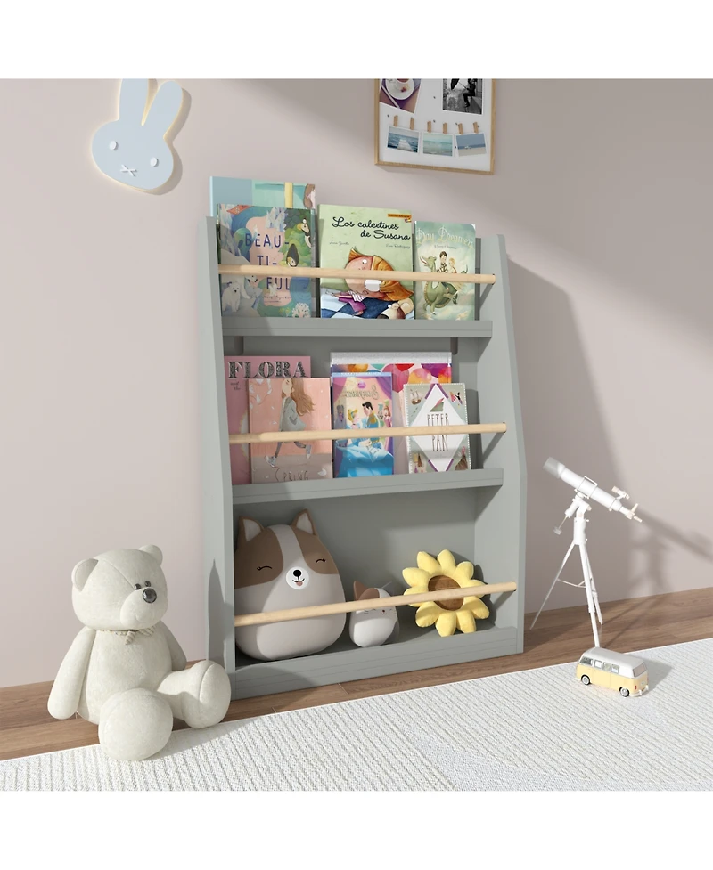 Streamdale Furniture + 3 Tier + Wood (or Mdf if applicable) + Gray Finish + Kids Bookshelf
