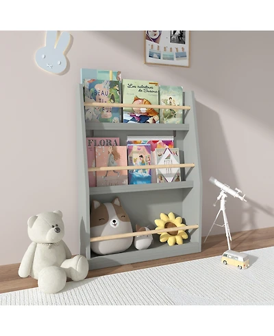 Streamdale Furniture + 3 Tier + Wood (or Mdf if applicable) + Gray Finish + Kids Bookshelf