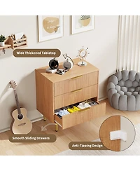 gaomon Modern Fluted Drawer Dresser Wood Chest of Drawers with Metal Handles and Legs