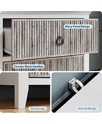 gaomon 6-Drawer Fluted Wave Pattern Dresser, Large Storage Drawers, Anti-Tip Safety, Wooden Chest for Bedroom, Hallway, Closet