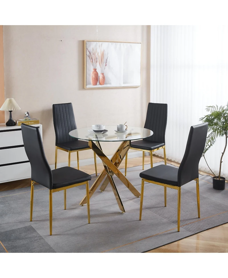 Streamdale Furniture Mid-Century Glass Top Dining Set