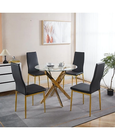 Streamdale Furniture Mid-Century Glass Top Dining Set