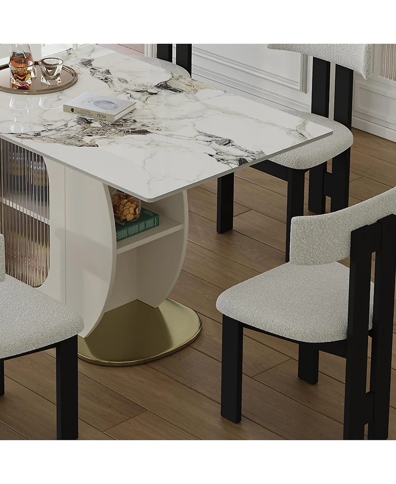 Streamdale 63" Modern Dining Table Set w/ Storage, Chairs Included