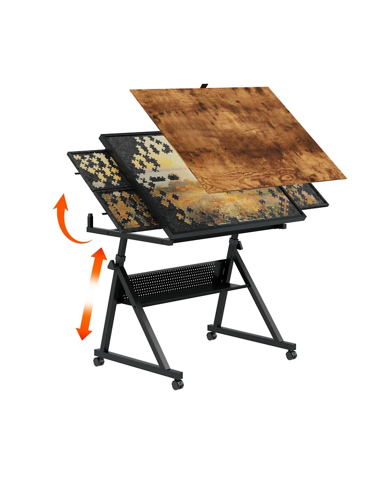 Streamdale Furniture 1500 pieces Jigsaw Puzzle metal Table board for adults gift with 4 trays