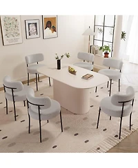 Streamdale Furniture 63" Cream Dining Table & 6 Cushioned Chairs