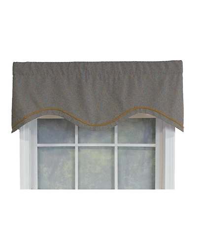 Rlf Home Bluebell Trimmed Cornice 100% Cotton with Fully Lined 3" Rod Pocket Valnance for Windows 50" x 17"