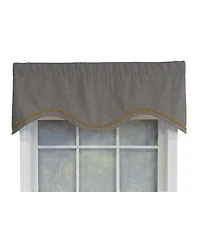 Rlf Home Bluebell Trimmed Cornice 100% Cotton with Fully Lined 3" Rod Pocket Valnance for Windows 50" x 17"