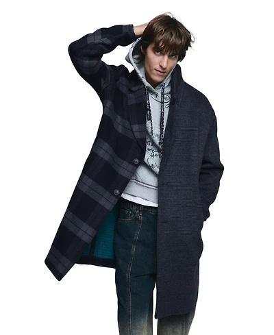 Desigual Men's Checkered bimaterial coat