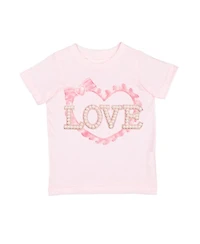 Sweet Wink Little Girls Pearl Love Patch Valentine's Day Short Sleeve T-Shirt