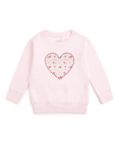 Sweet Wink Little Girls Dainty Rose Pearl Heart Patch Sweatshirt