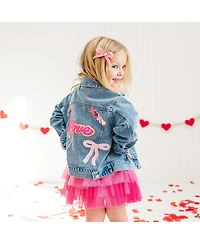 Sweet Wink Toddler Girls Love Script Patch Valentine's Day Denim Jacket