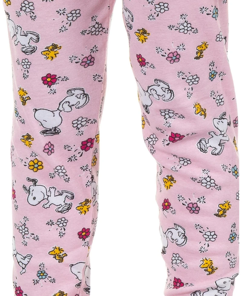 Peanuts Little Girls Snoopy and Woodstock Pajamas 2PC Tight Fit Sleep Set