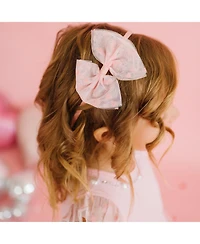 Sweet Wink Little and Big Girls Flocked Heart Valentine's Day Tulle Bow Headband