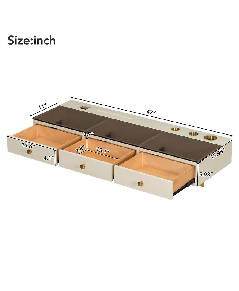 Streamdale Furniture Wall-Mount Makeup Vanity Desk with Storage & Device Holder