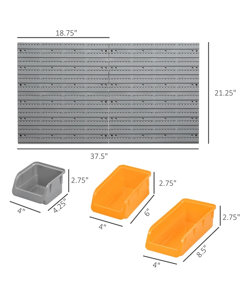 Durhand 44 Piece Wall Mounted Pegboard Tool Organizer Rack Kit,