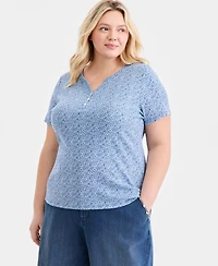 Style & Co Plus Short-Sleeve Henley Top